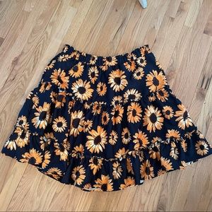 SHEIN Black and Orange Floral Skirt